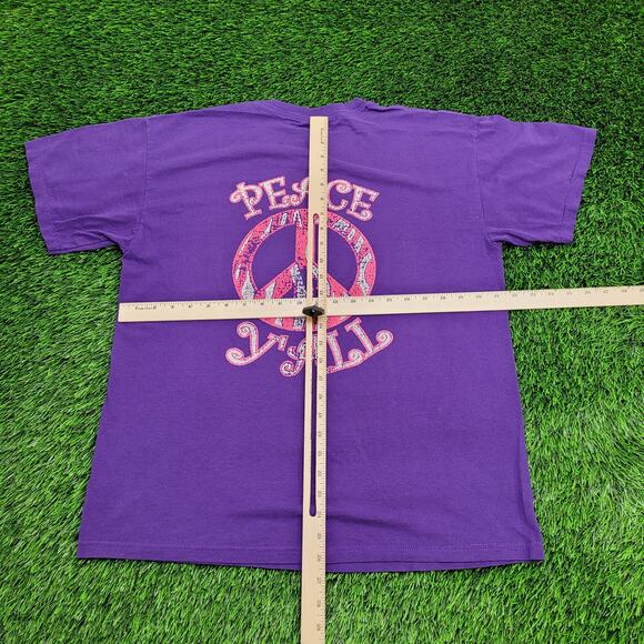 Vintage Peace Signs Shirt Large 22x26 Purple Y2K - Picture 6 of 16